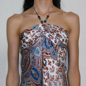 Bohemian Strapless Dress with Paisley Print